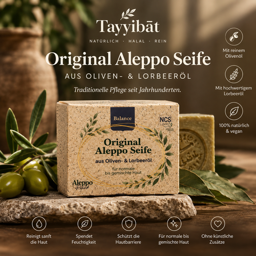 Traditionelle Aleppo Seife aus Oliven- und 20% Lorbeeröl